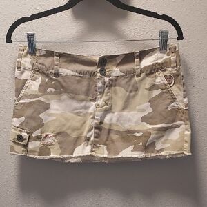 Billabong Y2K Tan Brown Cream Camo Cargo Mini Skirt Size 3